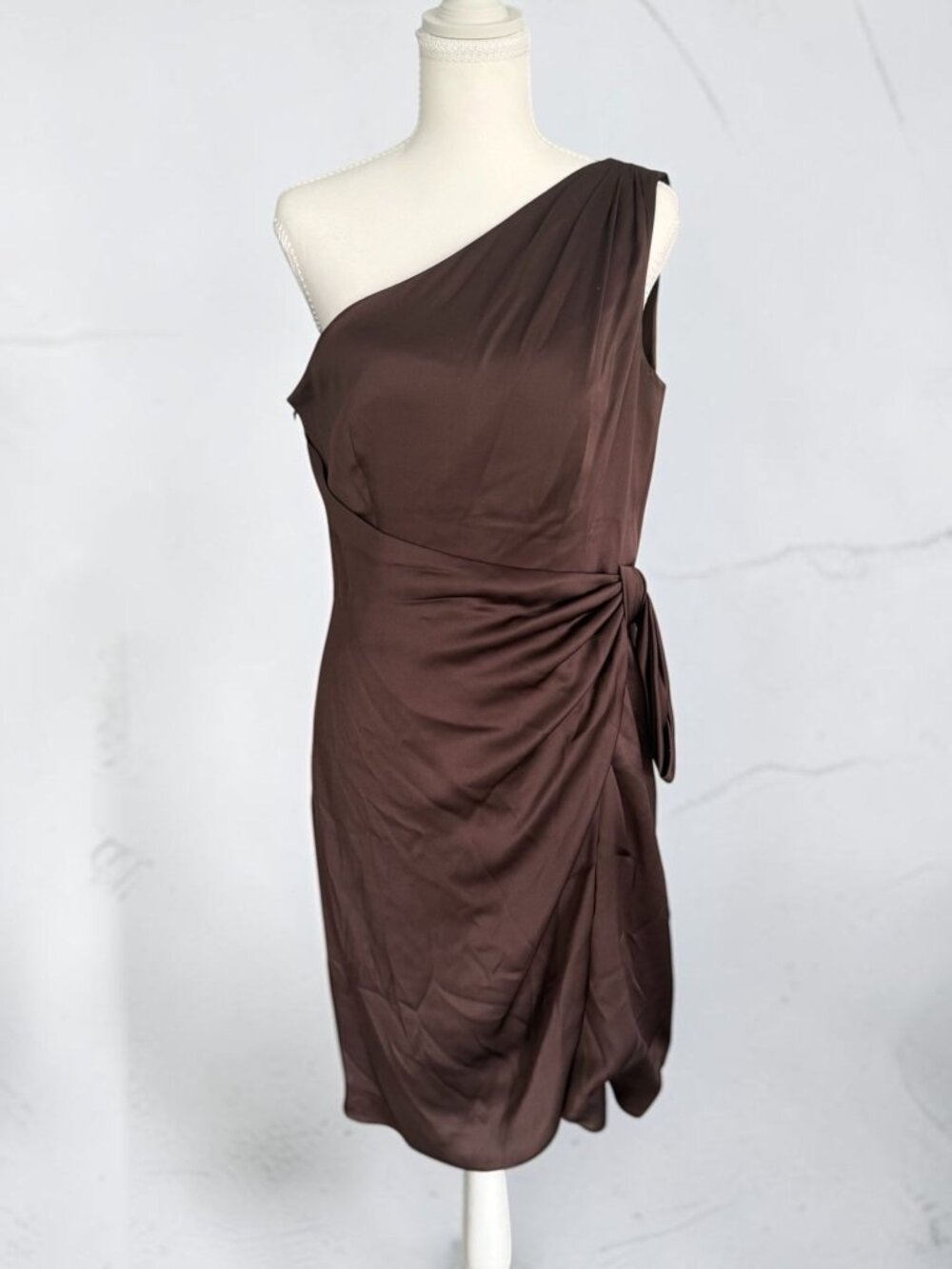 ESCADA Brown Silk Blend One Shoulder Cocktail Dress Size 38 / US 8
